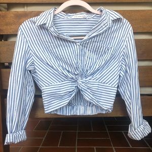 windsor striped collared shirt